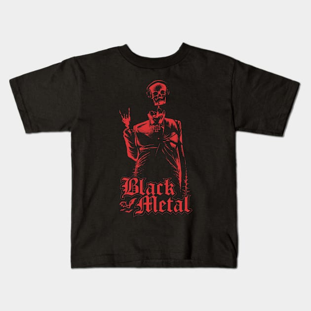 Black Metal (red version) Kids T-Shirt by wildsidecomix